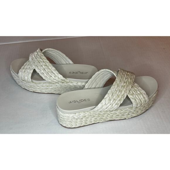 JSlides Quiver Bone Raffia wedge Sandal Women's Size 10 M white - Picture 10 of 10